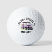 Balles De Golf Panier de golf personnalisé violet aquarelle (Recto)