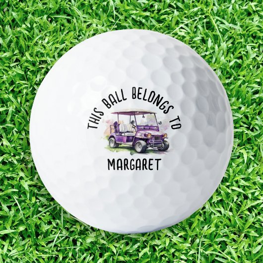 Balles De Golf Panier de golf personnalisé violet aquarelle
