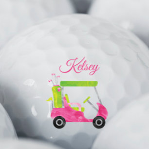 Balles De Golf Panier de golf rose aquarelle personnalisé