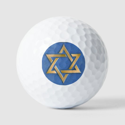 Balles De Golf Panneau d'art étoile de David bleu or (Recto)