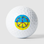 Balles De Golf Panneau de paix avec fleurs, drapeau ukrainien (Recto)
