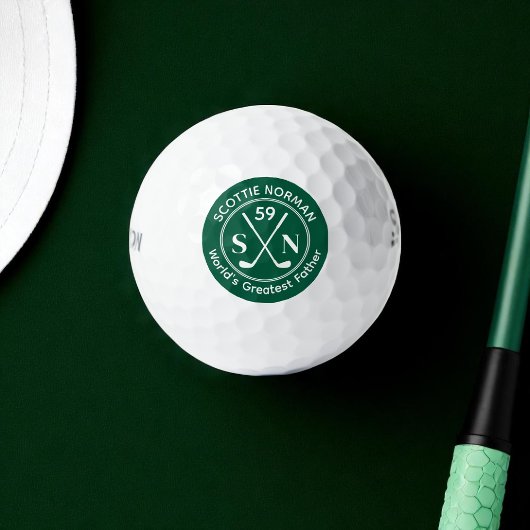 Balles De Golf Papa 'Le plus grand père du monde' vert