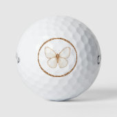 Balles De Golf Papillon blanc pailleté faux or (Devant)
