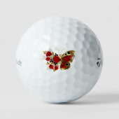 Balles De Golf Papillon de fleurs rouges aux roses rouges (Recto)