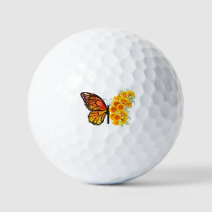 Balles De Golf Papillon Fleur avec Pavot de Californie Jaune