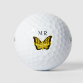 Balles De Golf Papillon jaune Monogramme (Devant)