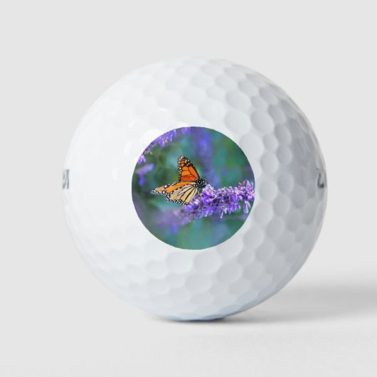 Balles De Golf Papillon Monarque sur Fleur violette lilas (Devant)