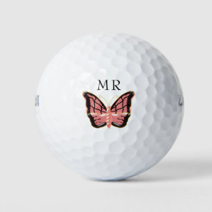 Balles De Golf Papillon rose Monogramme