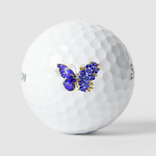 Balles De Golf Papillon saphir à fleurs (Recto)