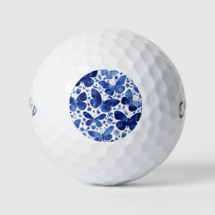 Balles De Golf Papillons Aquarelle Bleu