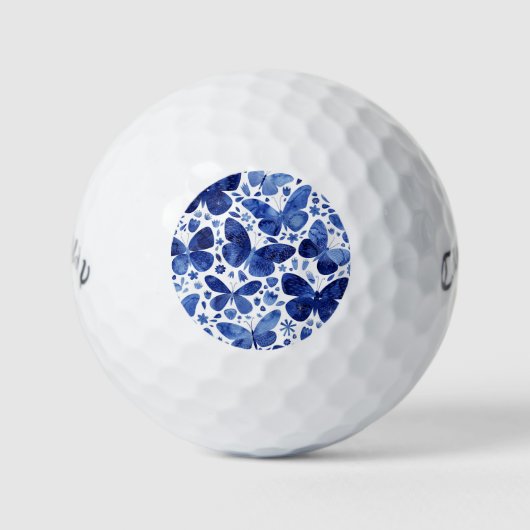 Balles De Golf Papillons Aquarelle Bleu (Devant)