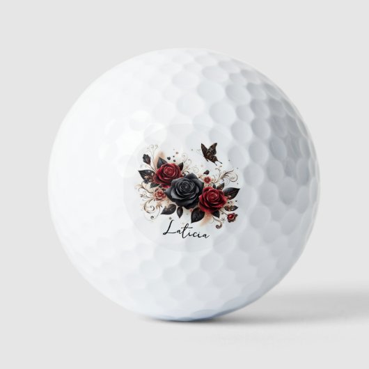 Balles De Golf Papillons et Roses (Recto)