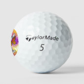 Balles De Golf Papillons Monarque sur Arrière - plan pourpre (Logo)