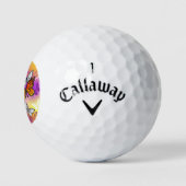 Balles De Golf Papillons Monarque sur Arrière - plan pourpre (Logo)