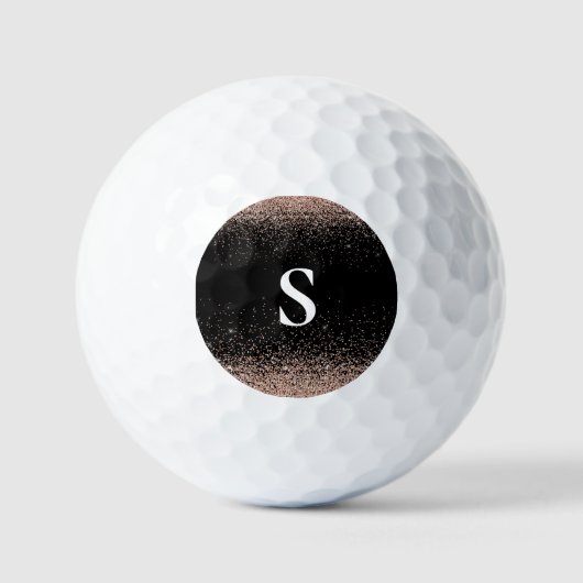 Balles De Golf Parties scintillant or Rose Monogramme (Recto)