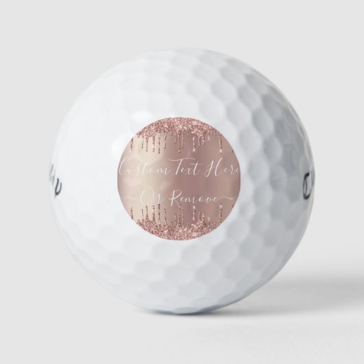 Balles De Golf Parties scintillant rose Gold Blush Éclats Texte p (Devant)