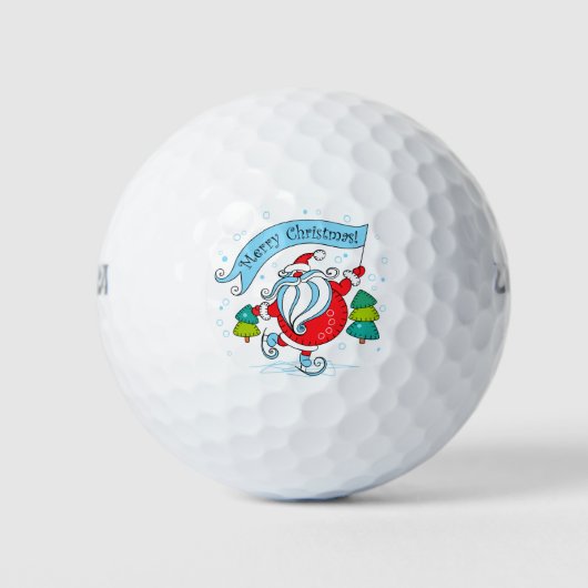 Balles De Golf Patinage lunaire Père Noël | Joyeux Noël (Devant)