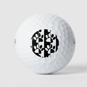 Balles De Golf Pattes de chien noir et blanc et rayures