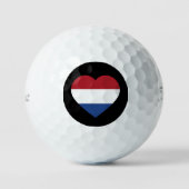 Balles De Golf Pays-Bas Heartflag sur Black tpv1 gbcnt (Recto)