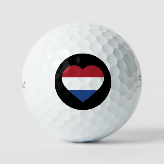 Balles De Golf Pays-Bas Heartflag sur Black tpv1 gbcnt (Recto)