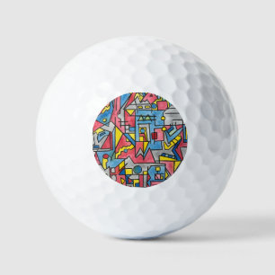 Balles De Golf Paysage urbain - Art géométrique Bauhaus moderne a