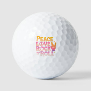 Balles De Golf Peace Love Rock n Roll - Typographie inspirée par