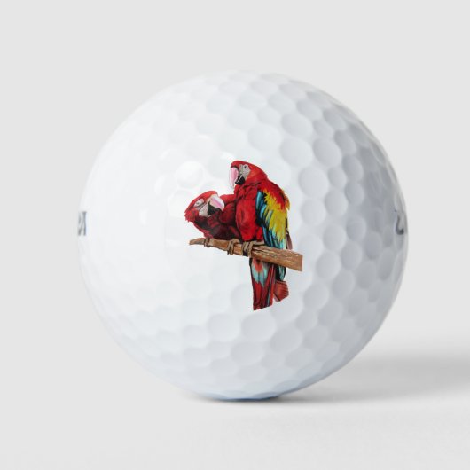 Balles De Golf Peinture couleur rouge Macaw Aquarelle (Devant)