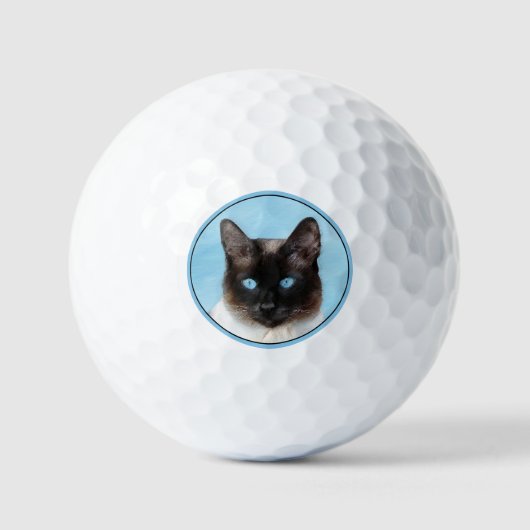 Balles De Golf Peinture de chats de Siamese - Cute Original Cat A (Recto)