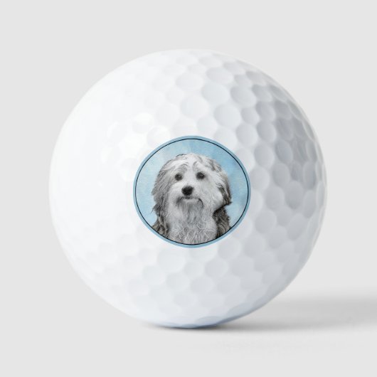 Balles De Golf Peinture de Lowchen - Art de chien original mignon (Recto)