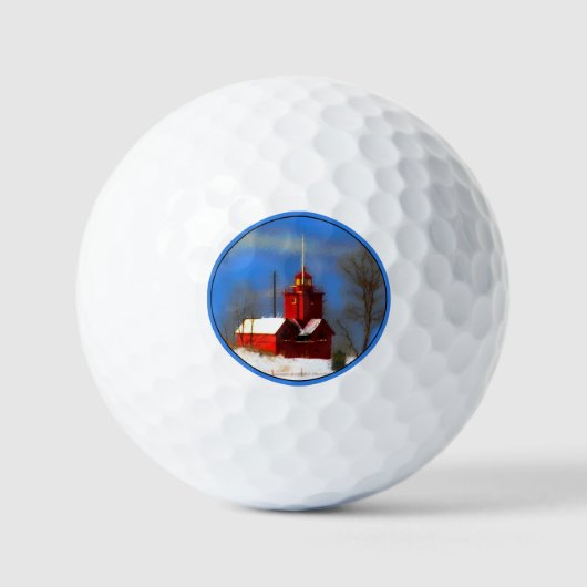 Balles De Golf Peinture de phare rouge - Art original (Recto)