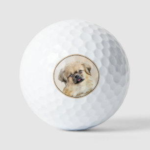 Balles De Golf Peinture de Spaniel Tibétain - Art Original de Chi