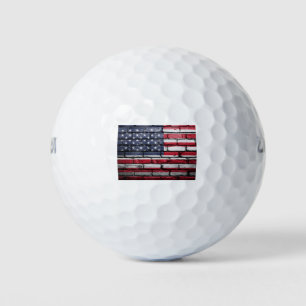 Balles De Golf peinture du drapeau américain sur un mur de brique