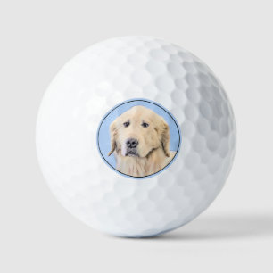 Balles De Golf Peinture Golden Retriever - Joli art original chie