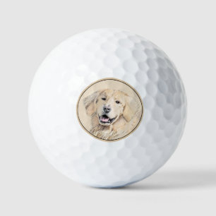 Balles De Golf Peinture Golden Retriever - Joli art original chie