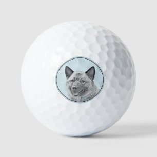 Balles De Golf Peinture norvégienne Elkhound - Art original Chien