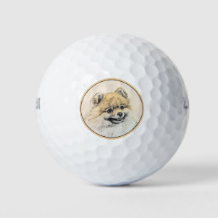 Balles De Golf Peinture Poméranienne (orange) - Art Chien origina