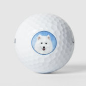 Balles De Golf Peinture Samoyed Puppy - Jolie Art Original Chien (Devant)