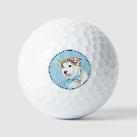 Balles De Golf Peinture Sibérienne Husky Puppy - Art Chien origin (Recto)