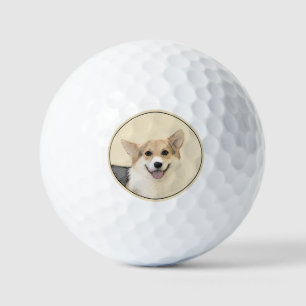 Balles De Golf Pembroke Welsh Corgi Peinture - Art Chien original