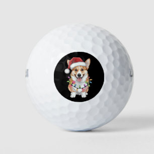 Balles De Golf Pembroke Welsh Corgi Père Noël Lumières de l'arbre