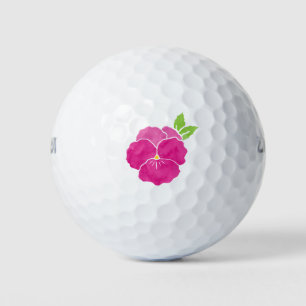 Balles De Golf Pensée Rose Magenta à l'aquarelle