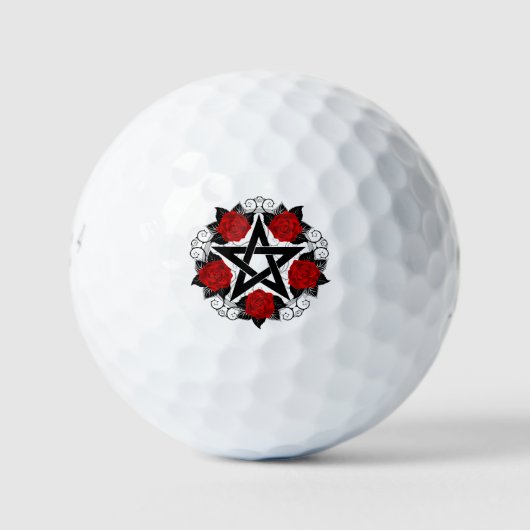 Balles De Golf Pentagramme aux roses rouges (Devant)