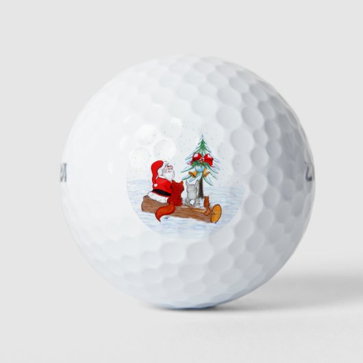 Balles De Golf Père Noël avec Renard de lapin et écureuil (Devant)