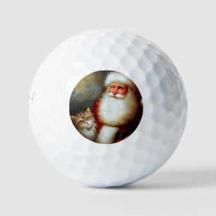 Balles De Golf Père Noël de Noël et un chat (2)