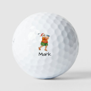 Balles De Golf Père Noël jouant au golf avec une chemise hawaïenn