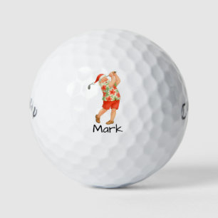 Balles De Golf Père Noël jouant au golf avec une chemise hawaïenn