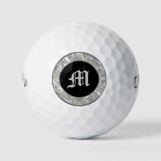Balles De Golf Perle noir et blanc monogramme (Devant)