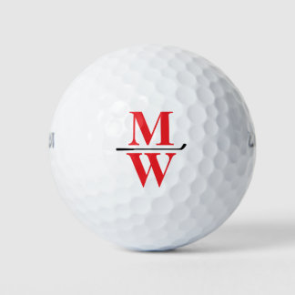 Balles De Golf Personalized 2-Initials Red Monogram 