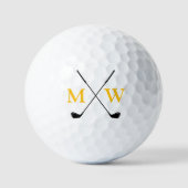 Balles De Golf Personalized 2 Yellow Initials Monogram Golfer's (Recto)