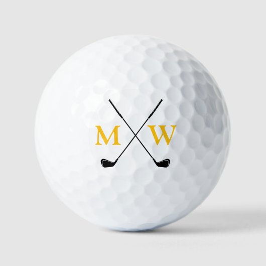 Balles De Golf Personalized 2 Yellow Initials Monogram Golfer's (Recto)